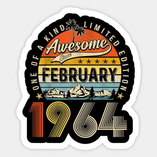 Awesome Since February 1964 Vintage 59th Birthday Sticker by Mhoon 